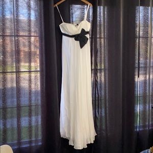 White BCBG floor length gown